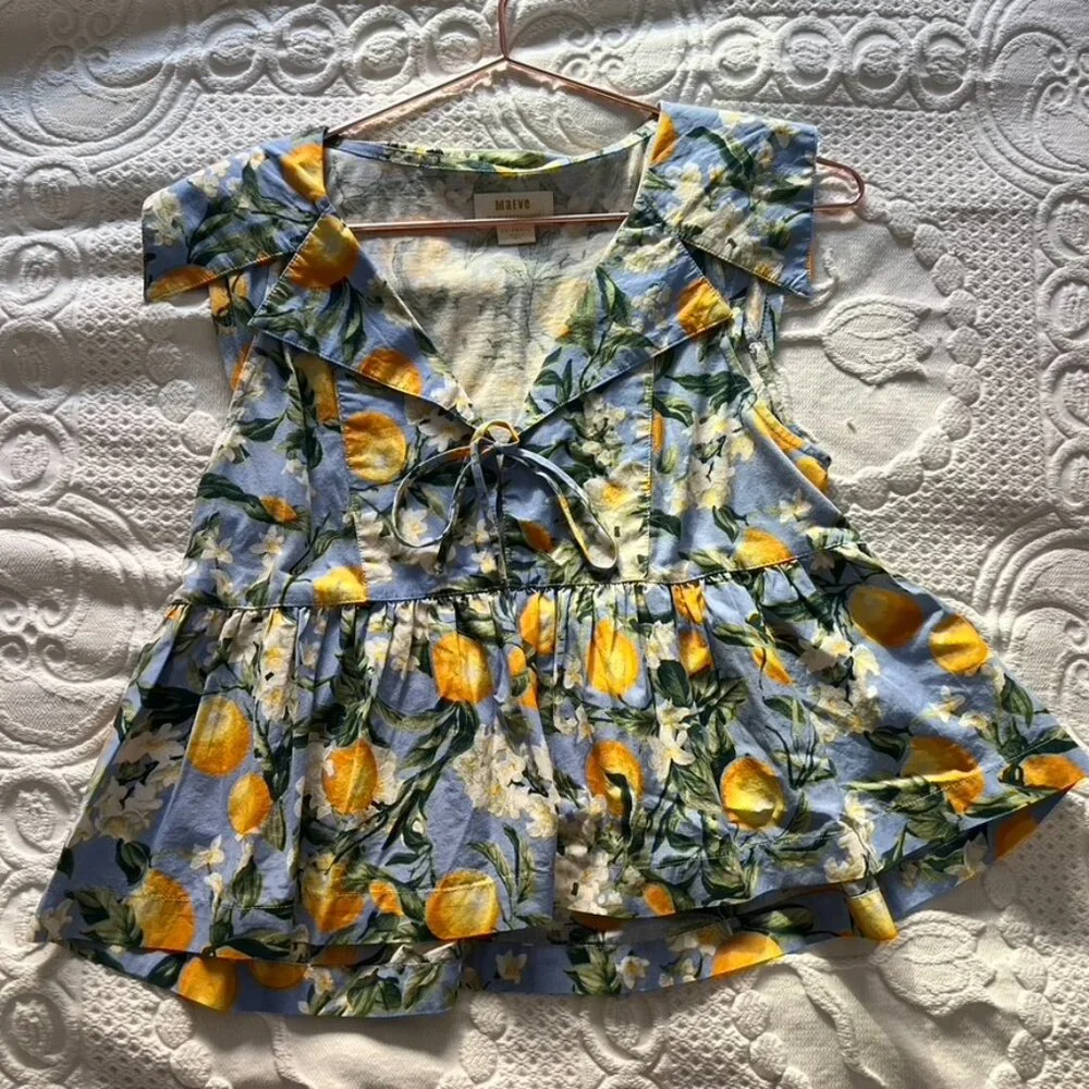 Anthropologie Maeve Babydoll Blouse - Lemons - Picture 3 of 5